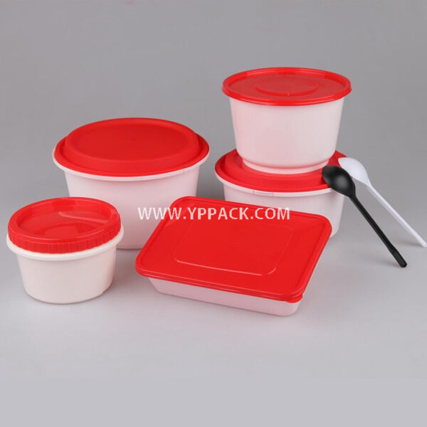 Leak-Proof Takeaway Bowl – Red Lid Disposable Food Box for Soup, Porridge, and Meal Delivery